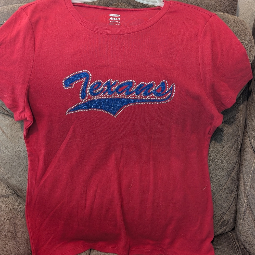 Houston Texans glitter rhinestone t-shirt ladies size XXL 2XL Brand new